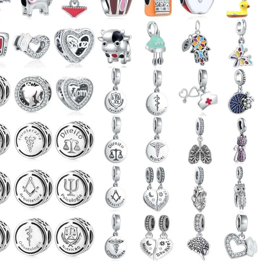 Authentic Hot selling 925 Silver, TV, Apple Cake Bead Heart,Lung,Pendant Suitable for European Original Bracelet DIY Exquisite Jewelry