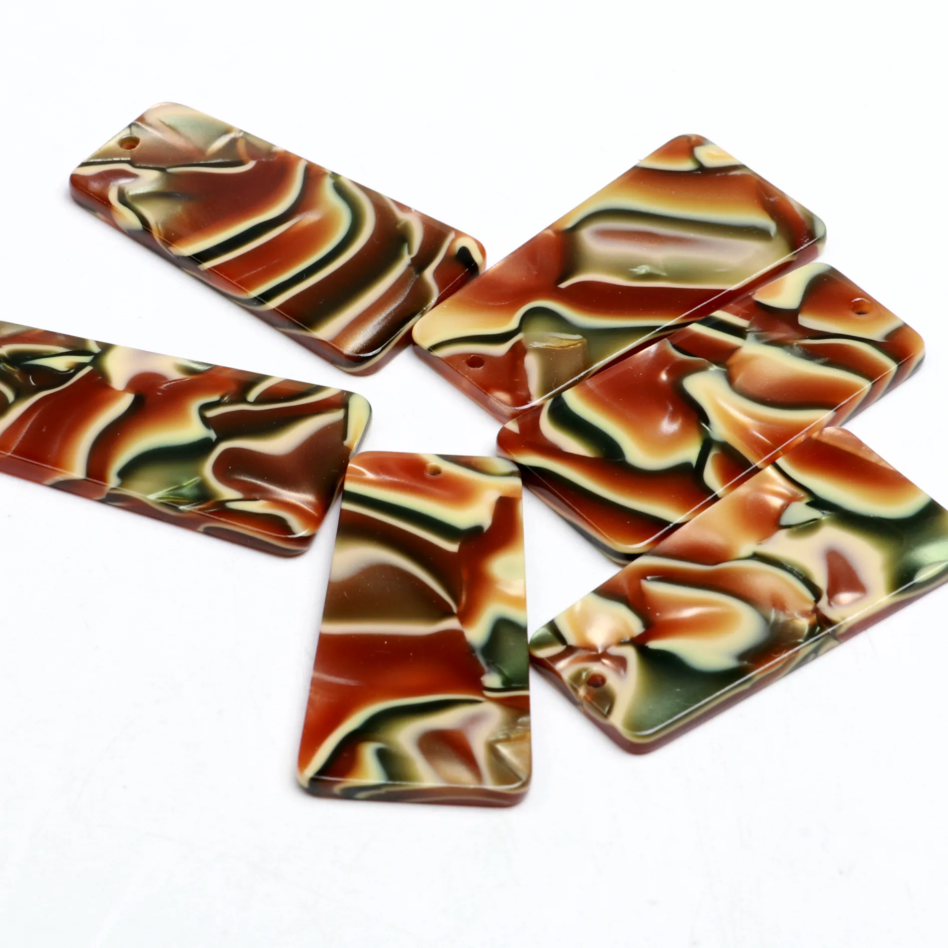 Authentic Tortoise Shell, Acetate Acrylic, Trapezoidal Pendant, Boho, Leopard Print, Earring Parts, Ohrringe Finding