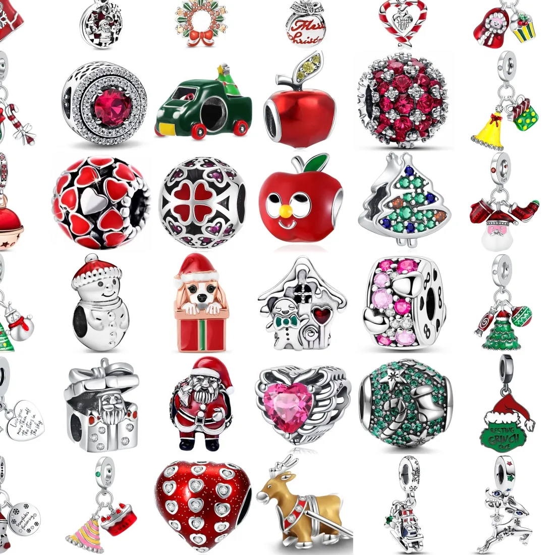 Authentic 925 Sterling Silver Red Apple Christmas Santa Claus Charms Bead Fit Original Bracelets Necklace Pendant Charm DIY Women Jewelry