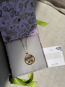Authentic Jane Win FREE Original Pendant Coin 14k Gold Plated Butterfly $328 W Chain