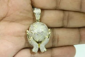 Authentic Golden World Oracle – 2.3 Ct Moissanite Globe Pendant