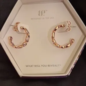 Authentic Whispers of the Butterfly: Rose Gold Plated Amethyst Hoop Earrings