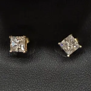Authentic Radiant Luminary Square Studs with Butterfly Closure