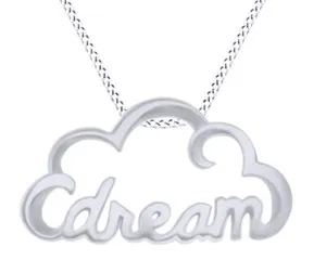 Authentic Dream Cloud 14K Gold Plated Stamp Pendant Necklace Sterlg Silver Valente Gifts