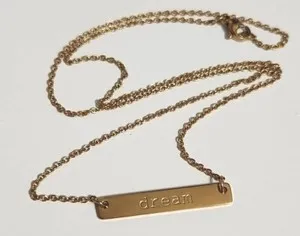 Authentic Jook And Nona Dream Tag Necklace 18K Gold Plated Inspirational Word