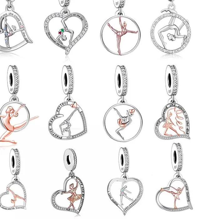 Authentic FC Jewelry Fit Original Pan Charms Bracelet 925 Silver Never Give up Your Dreams Gymnast Bead For Making Teacher Berloque 2025