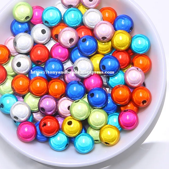 Authentic Shining Mixed Dream Acrylic Round Spacer Beads Charms 4 5 6 8 10 12 Mm Pick Size For Jewelry Making