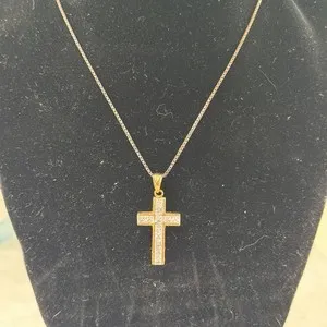 Authentic Radiant Celestial Cross Pendant in Gold-Plated Sterling Silver