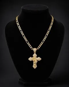 Authentic The Trinity Radiance: Gilded Curb Chain and Sacred Cross Amulet