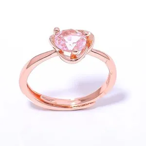 Authentic Rose Quartz Crystal of the Heart: Rose Gold Plated Ring for Empathic Balance