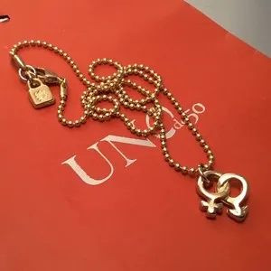 Authentic NWT Uno de 50 Gold-plated Beaded Necklace “And Love Pendant” Approx 18” Length