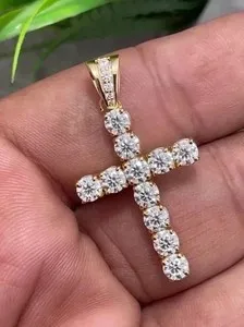 Authentic Divine Radiance: 2Ct Round Cut Diamond Cross Pendant