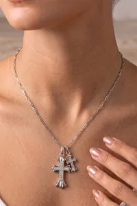 Authentic Radiant Dual-Cross Luminescent Choker in White Gold Radiance