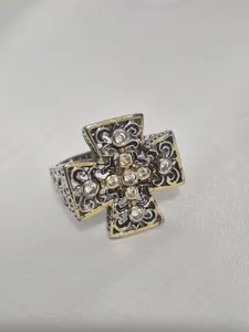 Authentic Divine Convergence: 18k Gold Plated Cross Ring of Balance