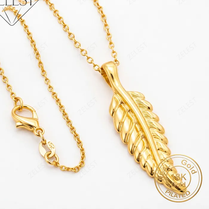 Authentic Whispers Of The Winged Soul 18K Gold Feather Amulet