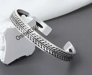 Authentic Men's Solid Metal 925 Silver Feather Leaf Cuff Bangle Bracelet White Gold Plated