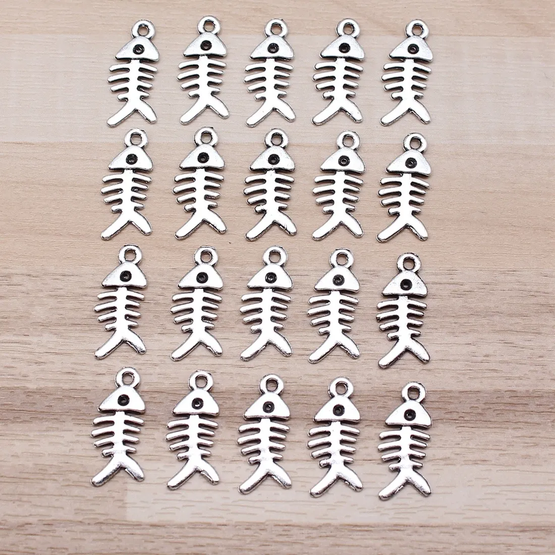 Authentic IFOCUS 20pcs/Lot Fish Bone Charms For DIY Jewelry Making Zinc 17x7mm/0.67x0.28inch
