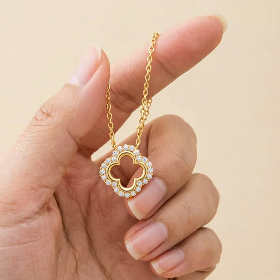 Authentic The Gilded Clover of Fortune Moissanite Talisman