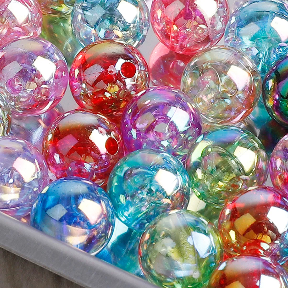 Authentic Aurora Prism Spheres: 100-Piece Random Mix AB Color Acrylic Spacer Beads for Sacred Crafting