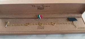 Authentic Blooming Prosperity: 18k Gold-Plated Clover Charm Station Bracelet