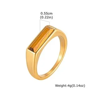 Authentic The Sovereign Gold-Plated Natural Stone Signet Ring