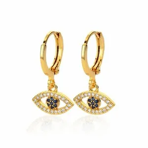 Authentic Celestial Azure Aegis 18k Gold-Plated Evil Eye Hoops