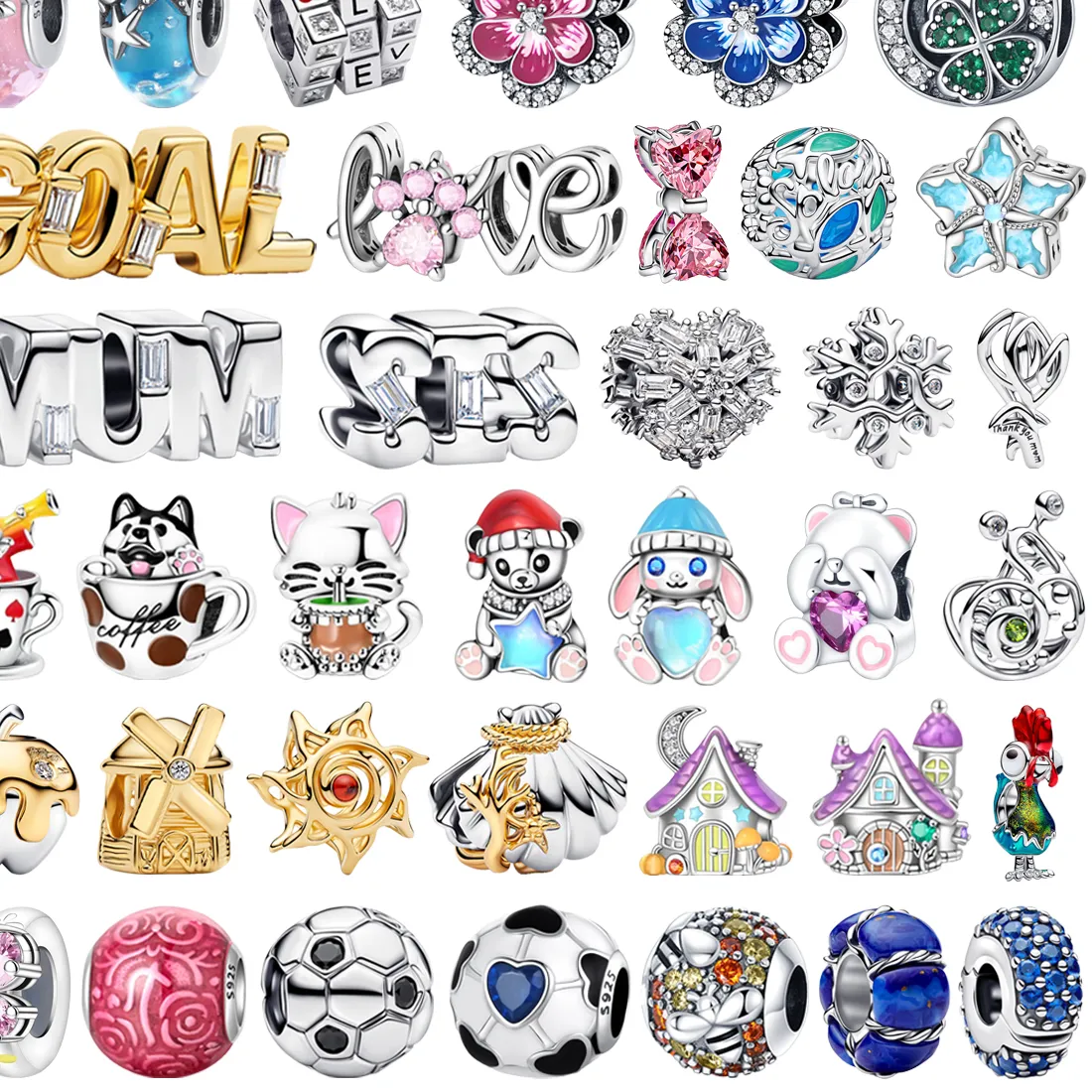 Authentic Mystic Silver Flower Letter Charm – Protective Cat‑Eye Bead for Sacred DIY Jewelry