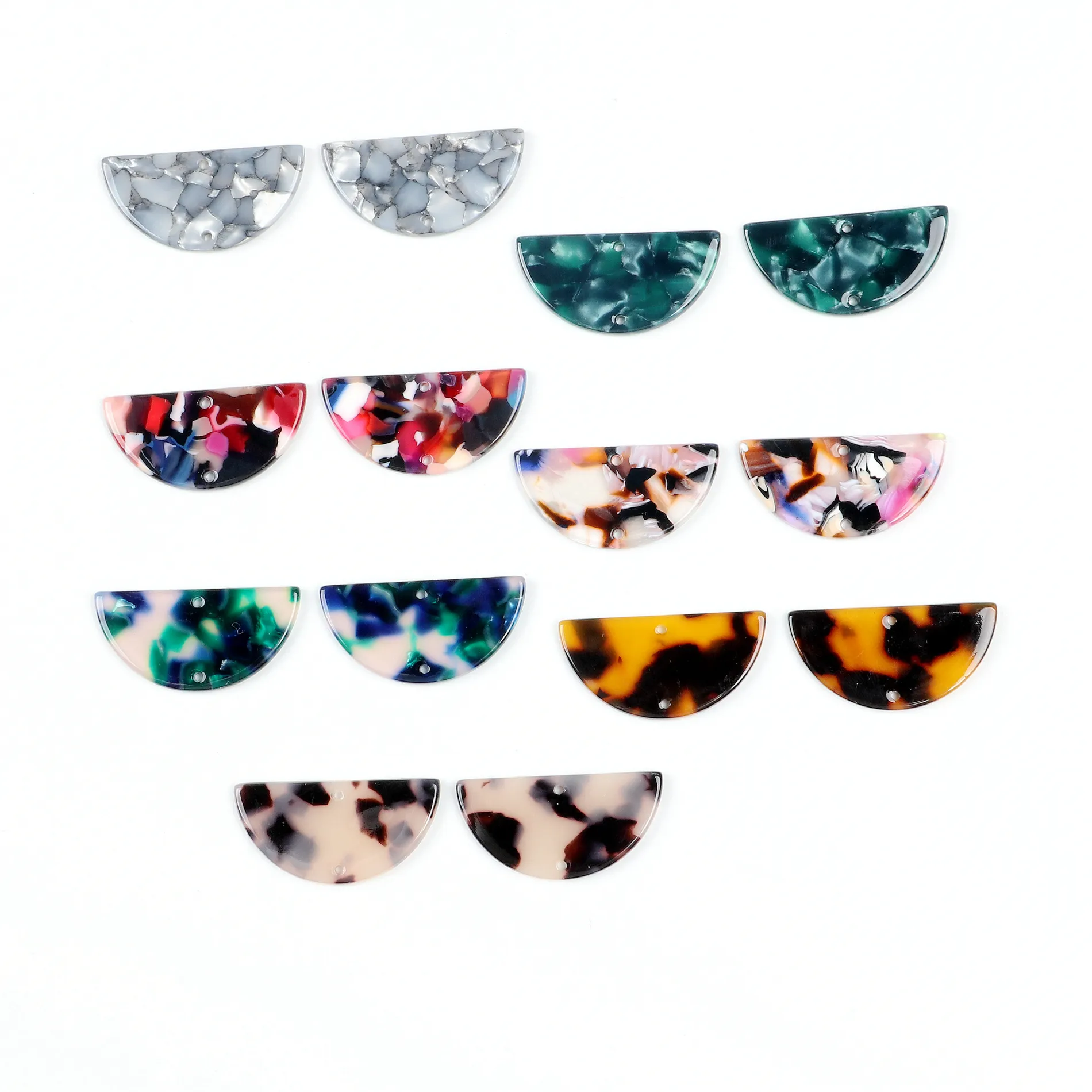 Authentic Tortoise Shell Earrings Charm,Acetate Acrylic Semicircle Connectors,Half Circle Discs,2Hole,Semi-Circle Earring,32x16mm,ACE201