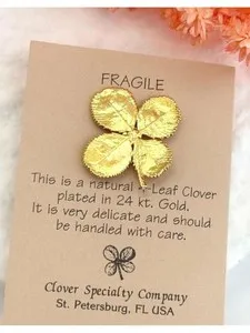 Authentic The Gilded Fortune Talisman: Vintage 24k Gold-Plated Four-Leaf Clover Pin