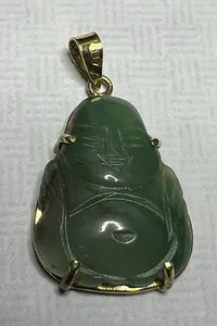 Authentic Embracing Harmony: Vintage Jade Pendant, Gold-Infused Protection