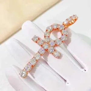 Authentic The Eternal Key: Radiant Moissanite Ankh Pendant in Rose Gold Vermeil