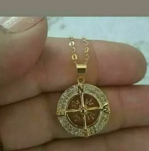 Authentic Mystical Compass of Inner Guidance: 2Ct Round Cut Simulated Diamond Pendant