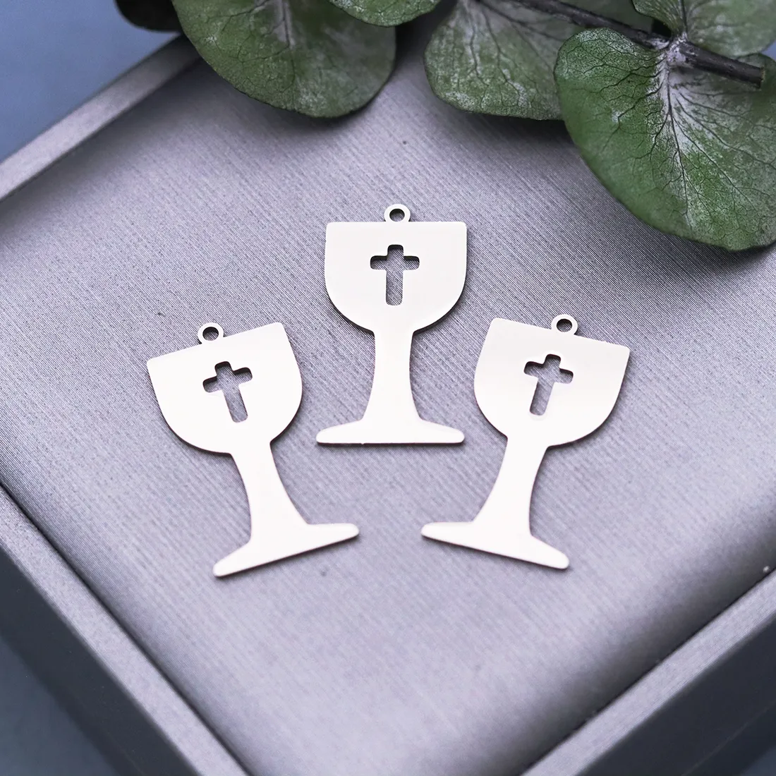 Authentic 3pcs Holy Communion Chalice with Cross Pendant Accessories DIY Jewelry Making Supplies Necklace Earrings Charms
