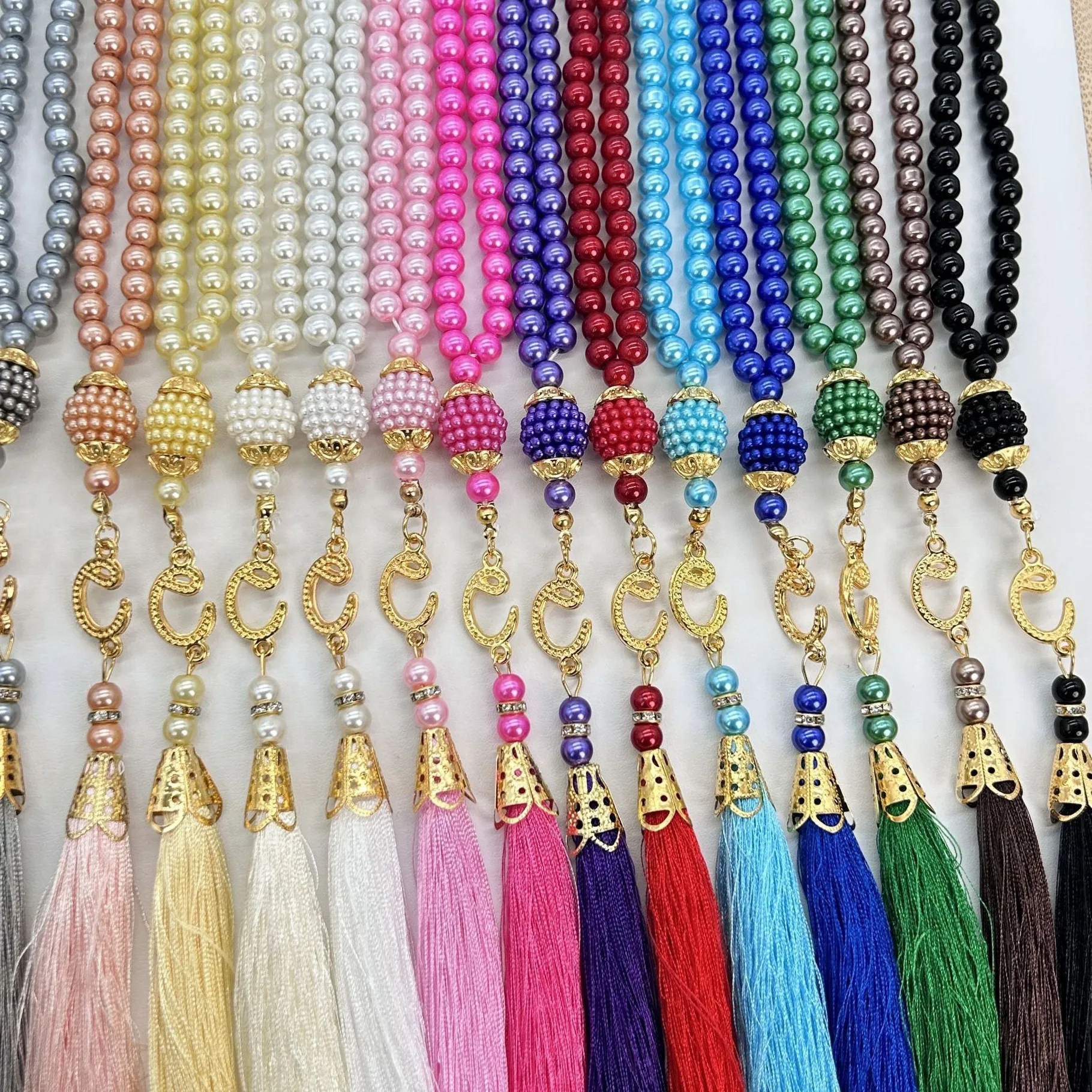 Authentic Glass Pearls Tassel Turkish Style Muslim Rosary Islamic Prayer Beads Bracelet For Women Jewelry Accessories 6mm 99pcs