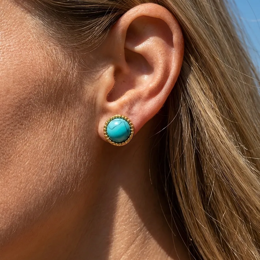 Authentic Celestial Azure Studs of Harmonious Balance