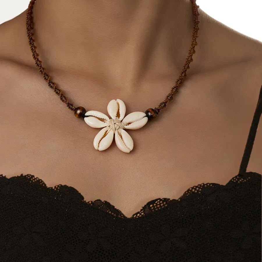 Authentic The Weaver's Talisman: Cowrie & Earthbound Bloom Necklace