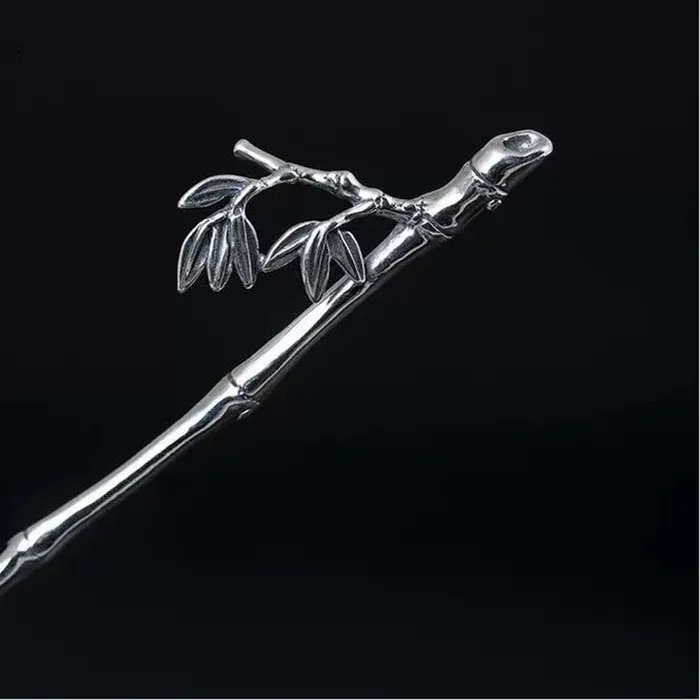 Authentic Original design classical retro bamboo hairpin hair accessories step by step ladies classical exquisite silver jewelry