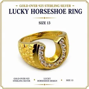 Authentic The Gilded Fortune Horseshoe Ring in 925 Sterling Silver - Size 13