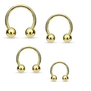 Authentic Radiant Solar Arc Horseshoe Piercing Rings in 14Kt Yellow Gold Plate