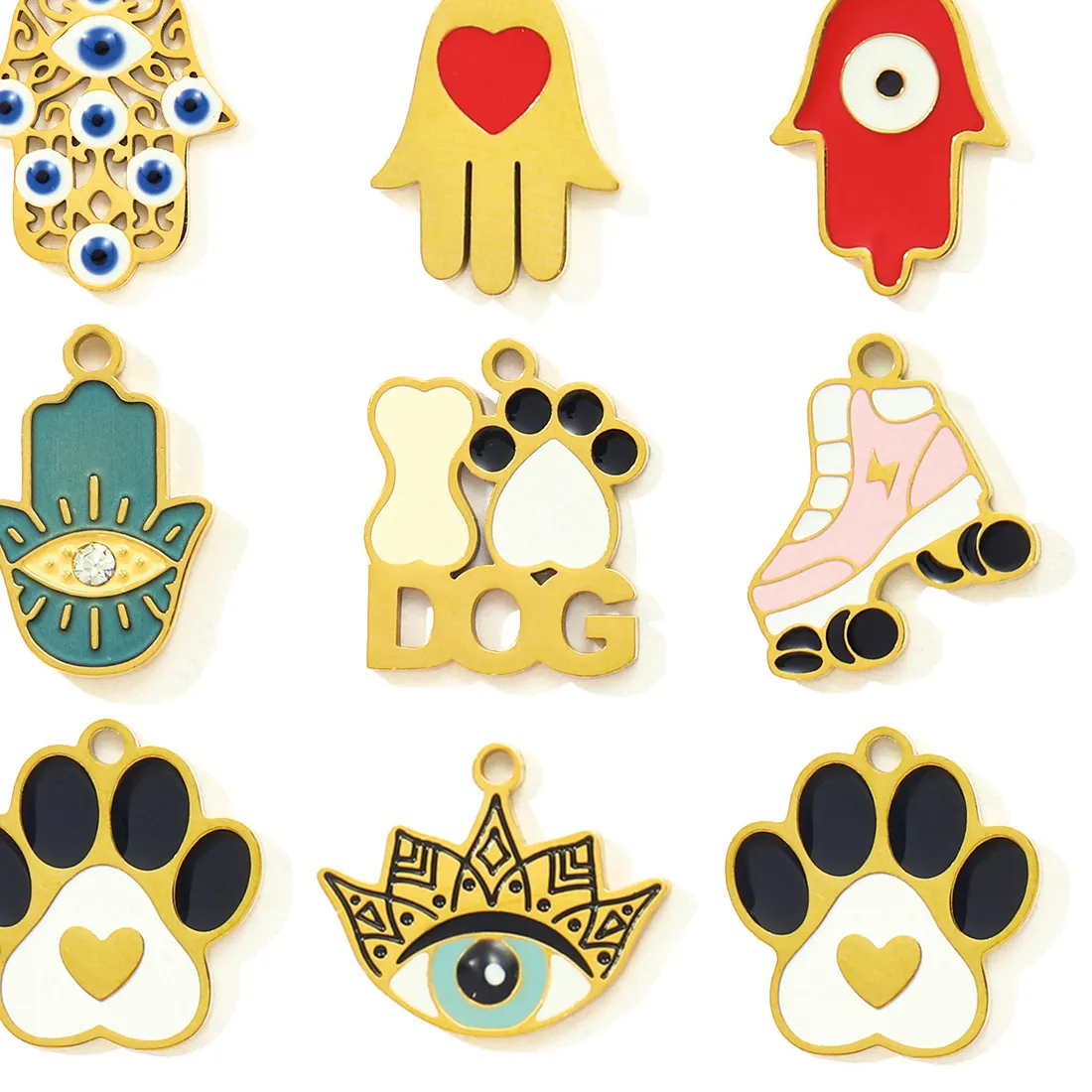 Authentic Eye of Protection: 3pcs Hamsa Hand Charms for Safe Passage