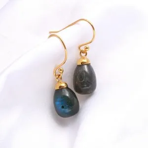 Authentic Auric Aurora: Labradorite Teardrop Silver Earrings