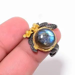Authentic The Eclipse Veil: Black and Gold Labradorite Sanctuary Ring