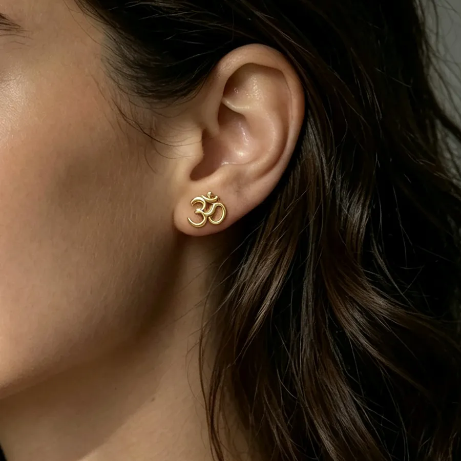 Authentic Classic Ankh Yoga Stud Earrings Sports Ear Asymmetric Jewelry Om Symbol Earring Casual