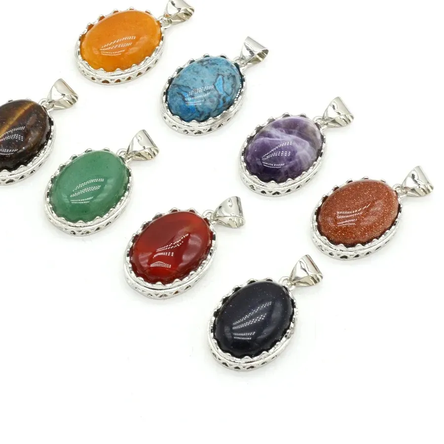 Authentic 20X30Mm Egg Shape Pendant Natural Stone Crystal Rose Quartz Charms For Jewelry Making Supplies Diy Necklace Accessories