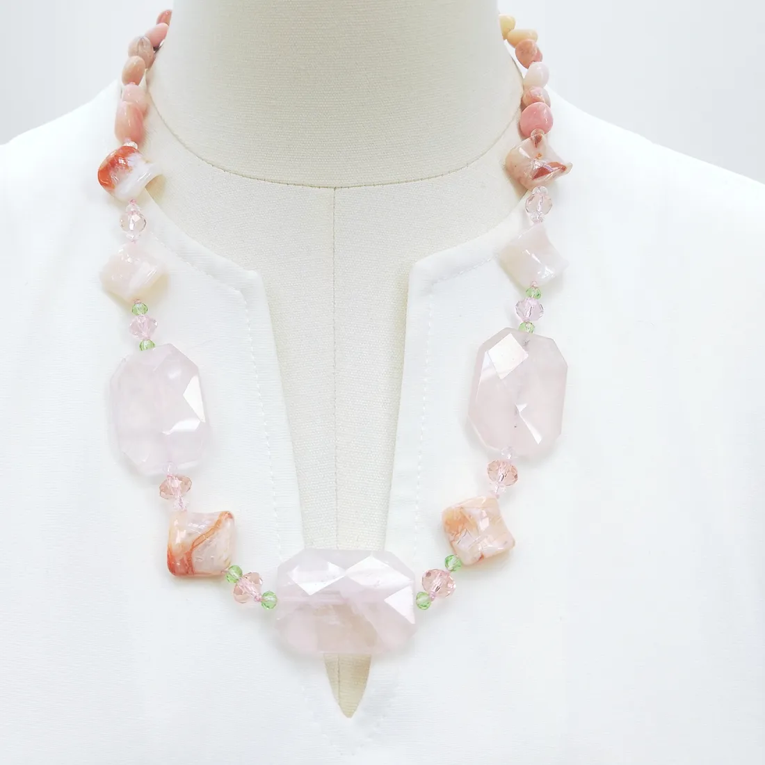 Authentic The Whispering Heart of Dawn Rose Quartz and Pink Opal Talisman