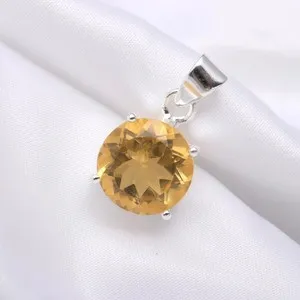 Authentic Citrine Sunstone Pendant: Radiant Abundance in Silver