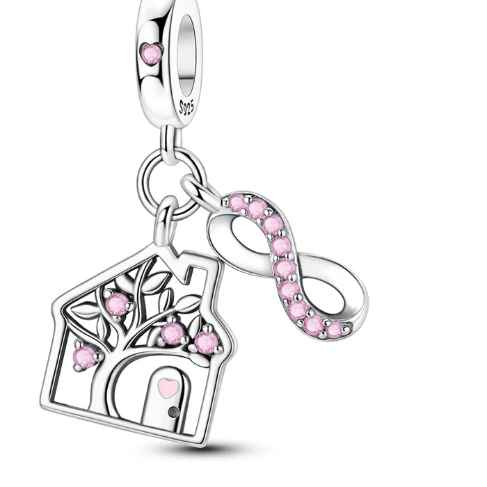 Authentic 925 Sterling Silver Charms Bead Cz Zircon House Tree Of Life Dangle Fit Original Bracelet Diy Jewelry