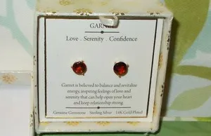 Authentic Radiant Ember Garnet Studs in 14k Gold