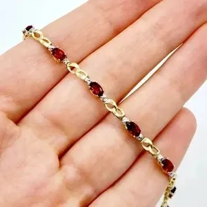Authentic Crimson Flame Tennis Bracelet in 14K Yellow Gold Finish