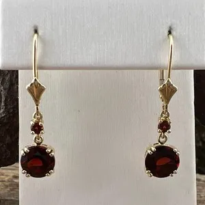 Authentic Crimson Flame Dangle Earrings in 14K Gold